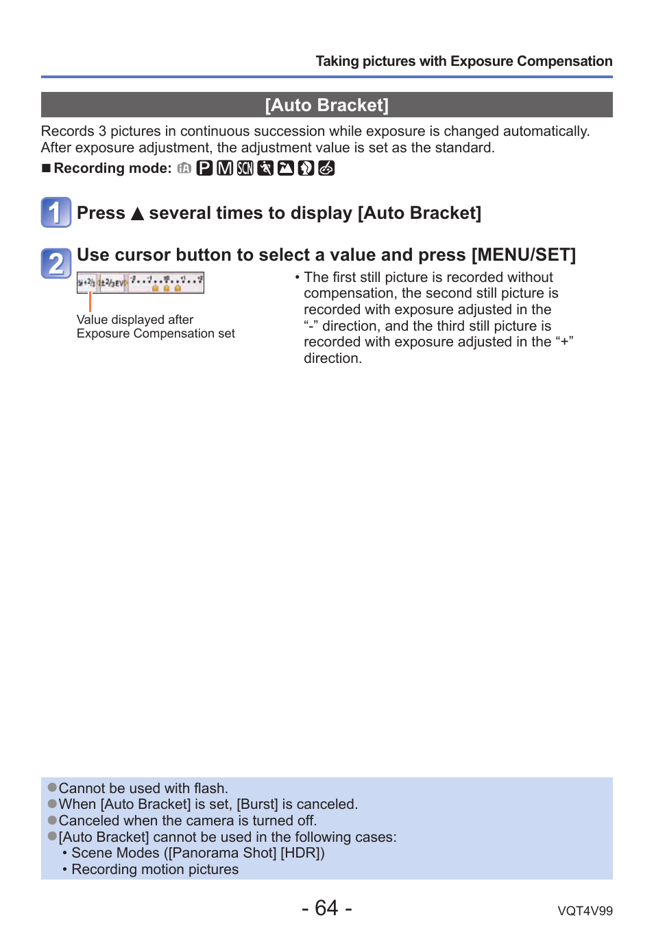 Auto bracket | Panasonic DMC-LZ30K User Manual | Page 64 / 128