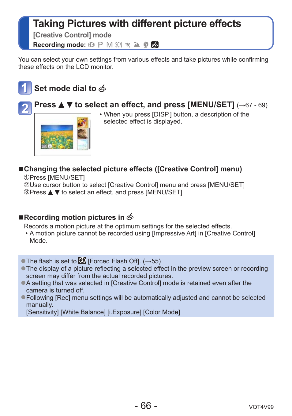 Fect. (→66), Taking pictures with different picture effects | Panasonic DMC-LZ30K User Manual | Page 66 / 128