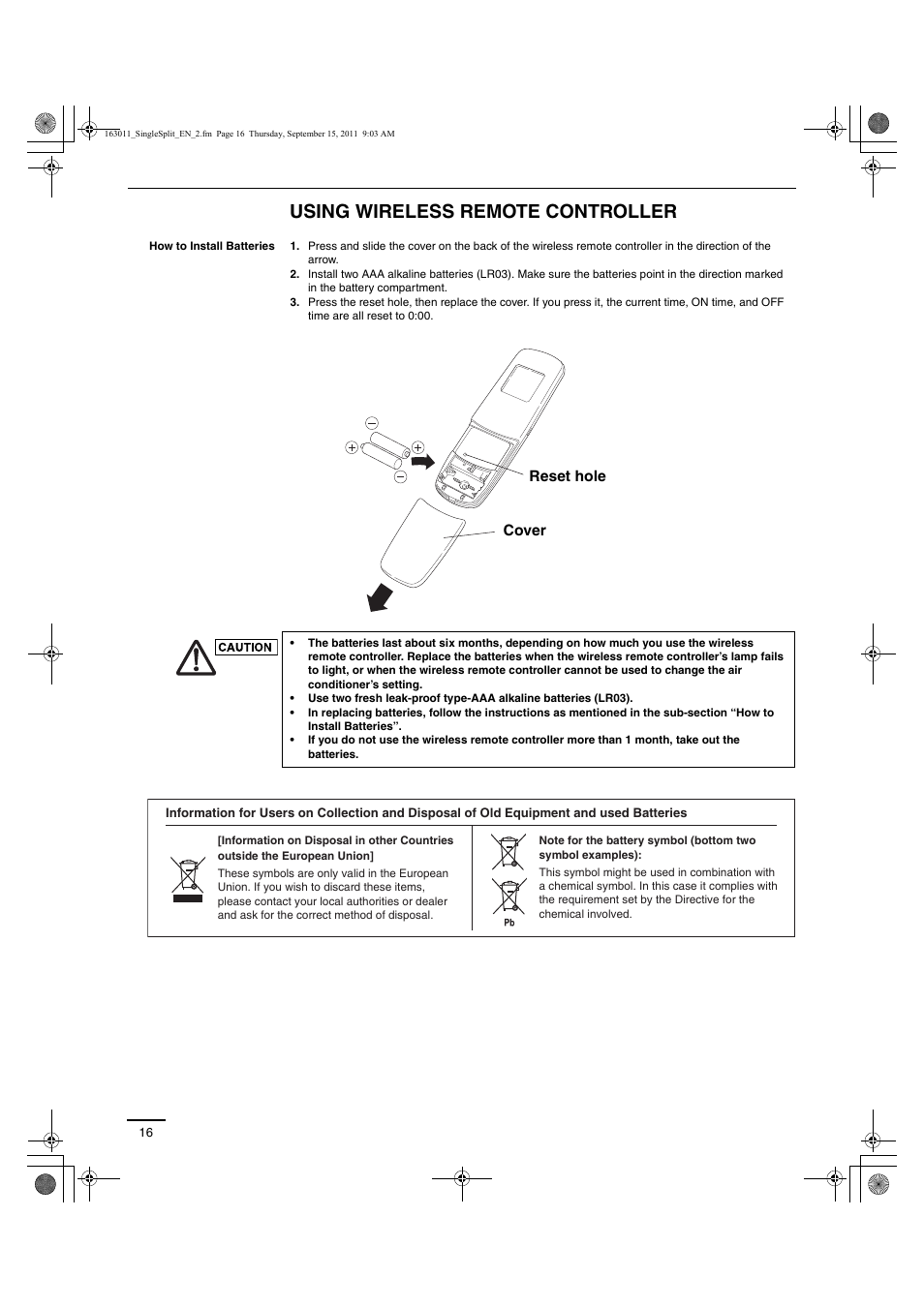 Using wireless remote controller | Panasonic 26PST1U6 User Manual | Page 16 / 28