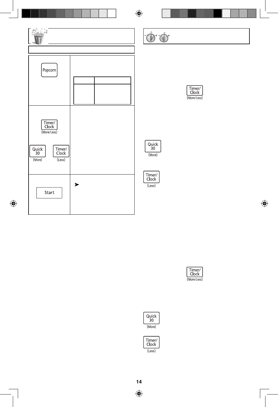 Popcorn feature, More/less feature | Panasonic NN-SN643S User Manual | Page 16 / 32