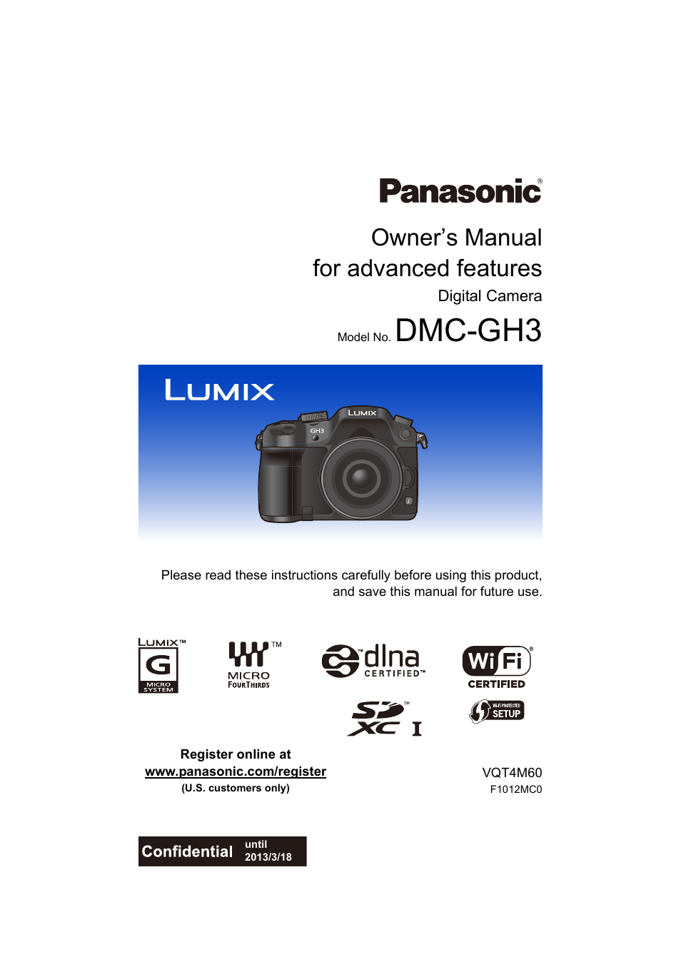 Panasonic DMC-GH3KBODY User Manual | 319 pages