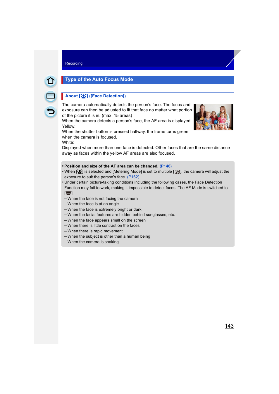 Type of the auto focus mode | Panasonic DMC-GH3KBODY User Manual | Page 143 / 319