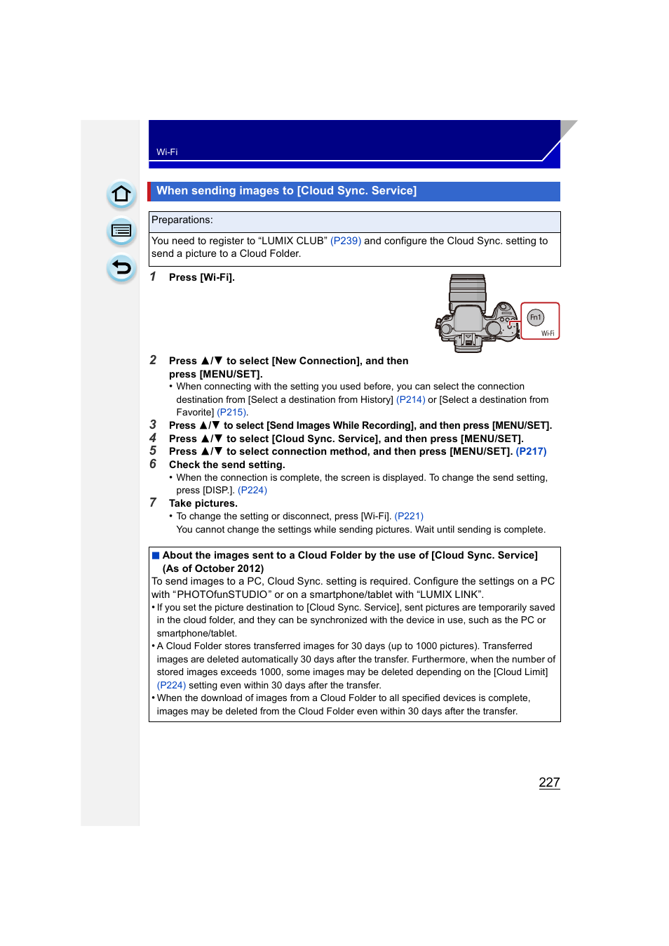 When sending images to [cloud sync. service | Panasonic DMC-GH3KBODY User Manual | Page 227 / 319