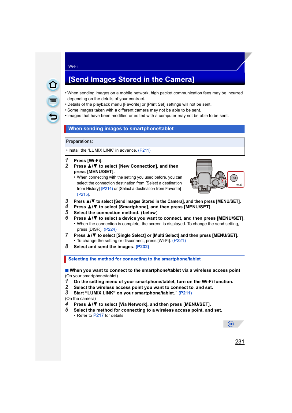 Send images stored in the camera, When sending images to smartphone/tablet, P231) | Panasonic DMC-GH3KBODY User Manual | Page 231 / 319