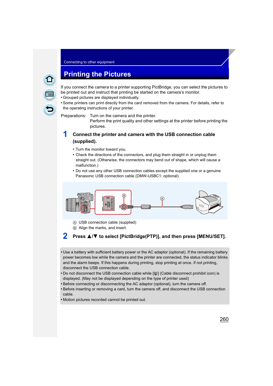 Printing the pictures | Panasonic DMC-GH3KBODY User Manual | Page 260 / 319