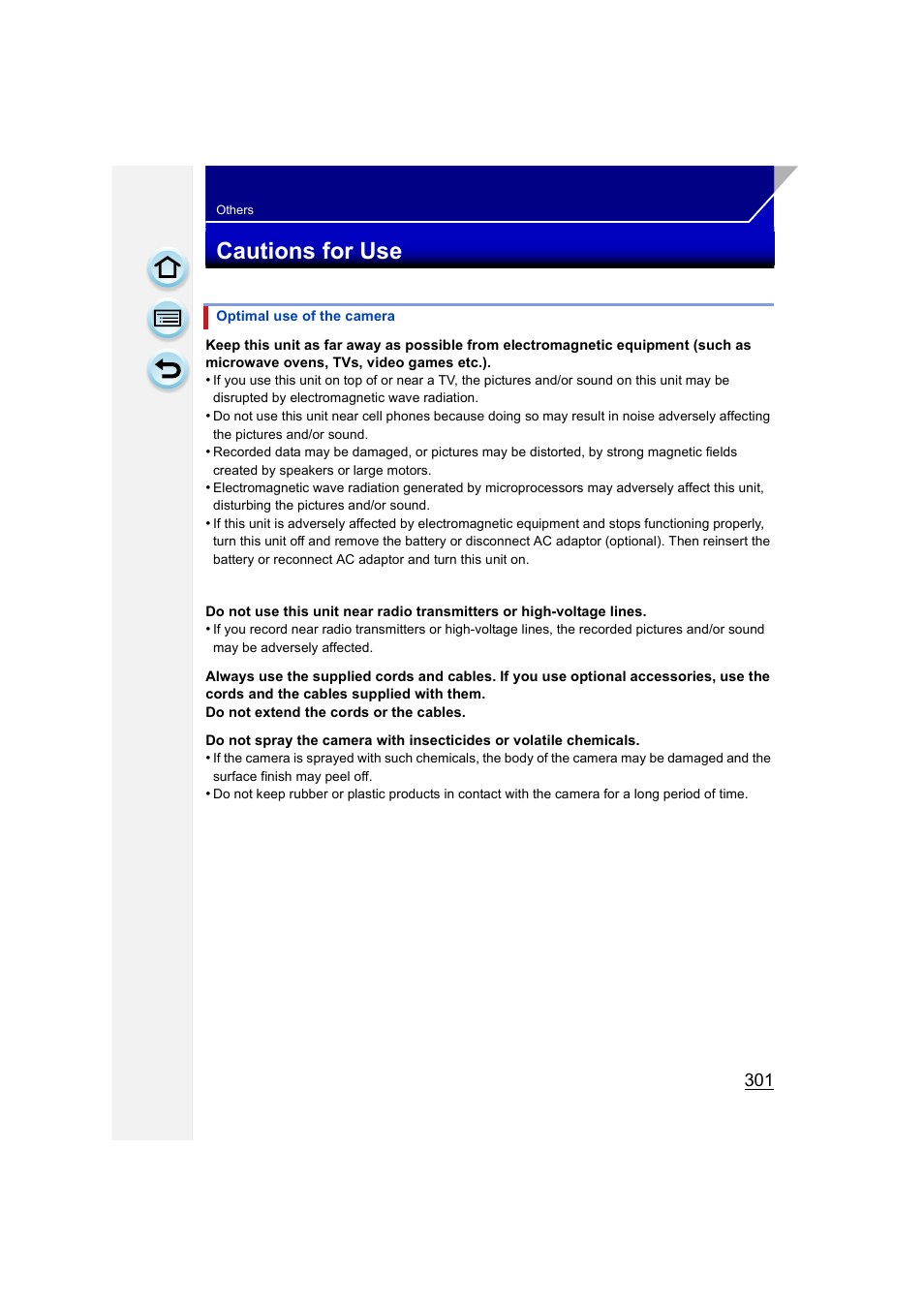 Cautions for use | Panasonic DMC-GH3KBODY User Manual | Page 301 / 319