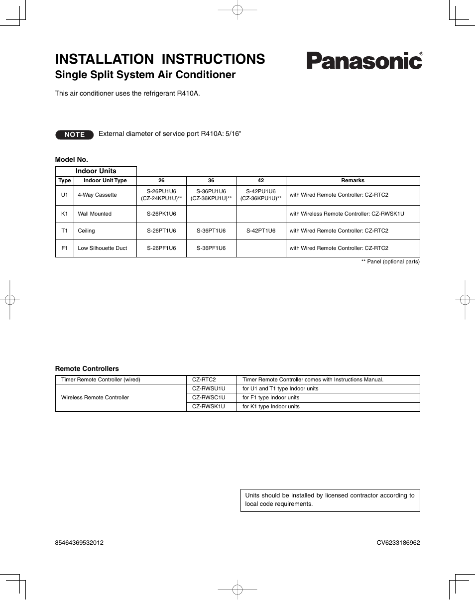 Panasonic 36PET1U6 User Manual | 64 pages