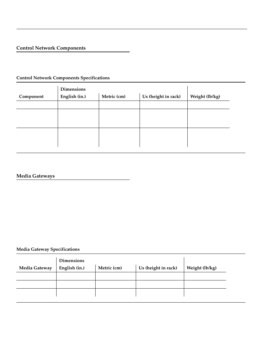 Control network components, Media gateways | Avaya S8700 User Manual | Page 2 / 8