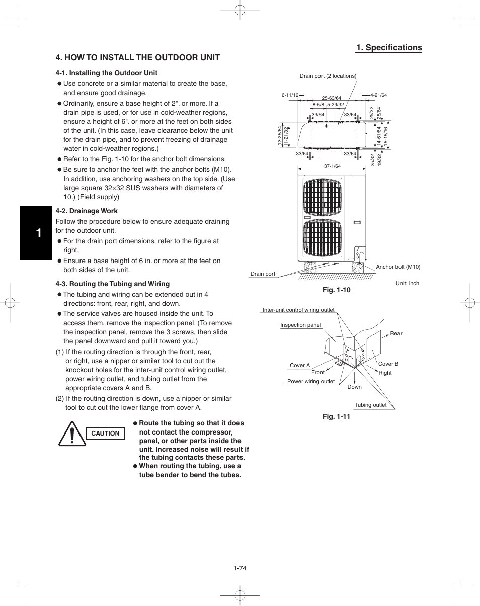 Specifications 4. how to install the outdoor unit | Panasonic 36PSU1U6 User Manual | Page 80 / 198