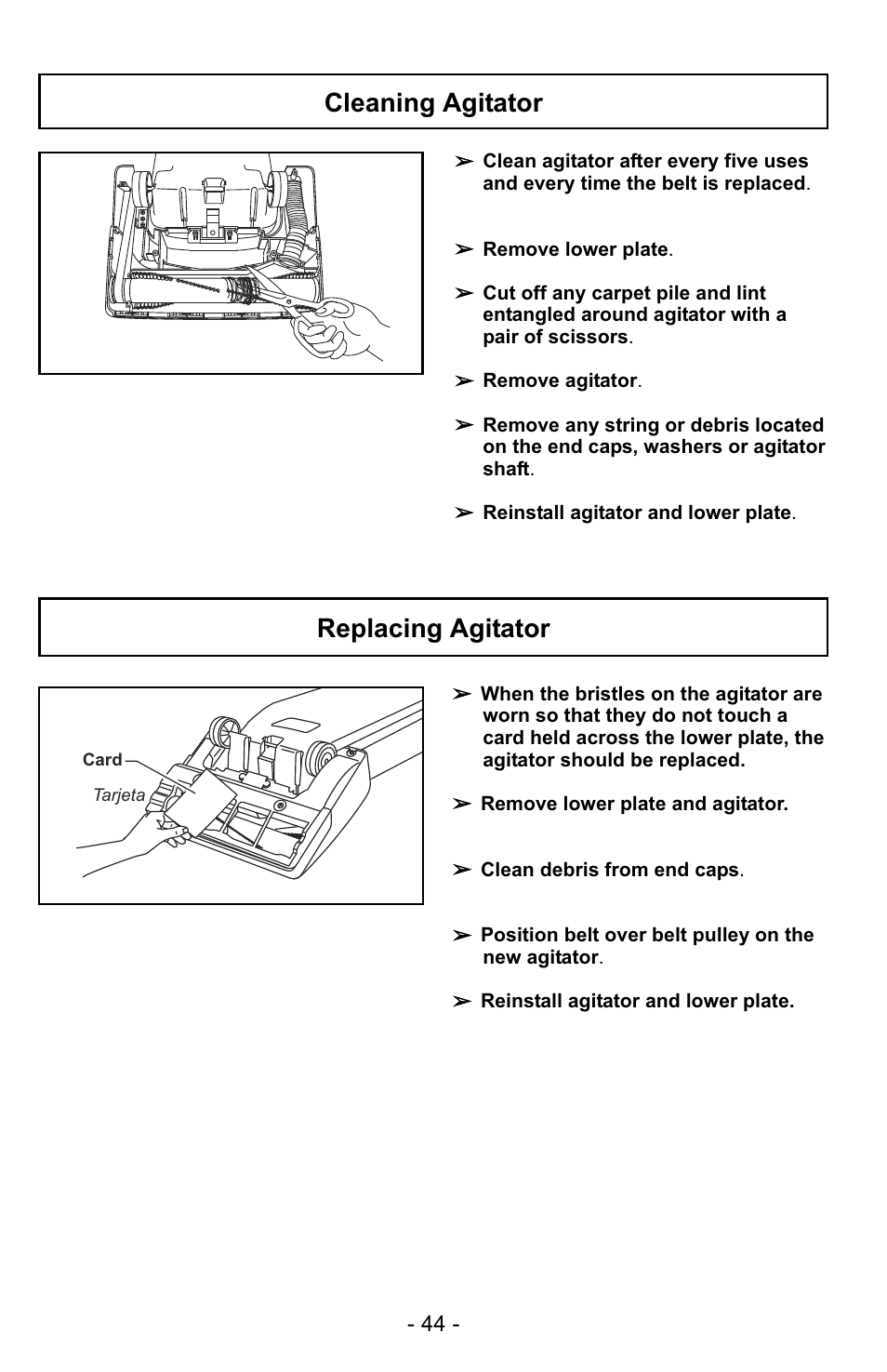 Cleaning agitator replacing agitator | Panasonic MC-GG523 User Manual | Page 44 / 60