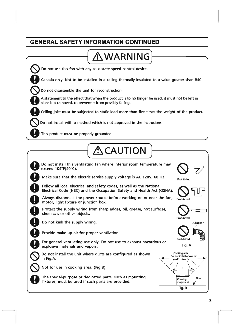 0qz=d, Oo o o, Warning | Caution | Panasonic FV-08VKME3 User Manual | Page 3 / 12