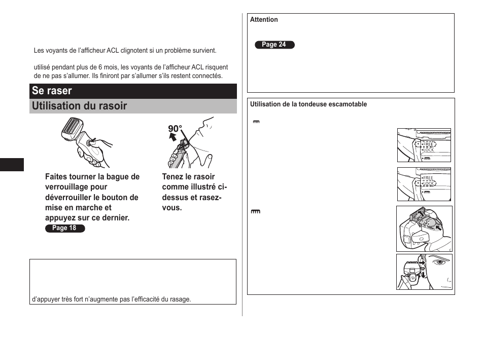 Se raser utilisation du rasoir | Panasonic ES-LV81-K User Manual | Page 20 / 44