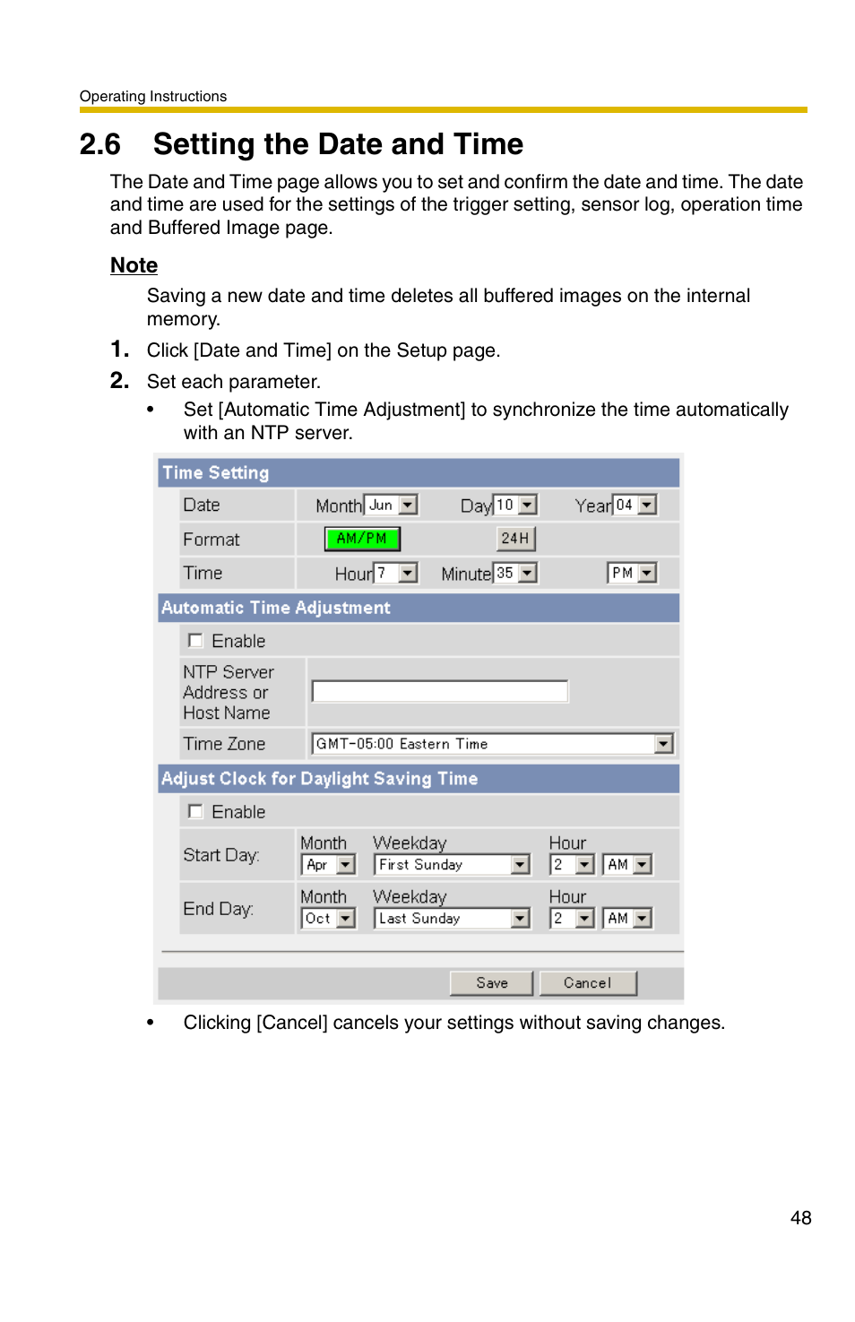 6 setting the date and time | Panasonic BL-C1A User Manual | Page 48 / 141