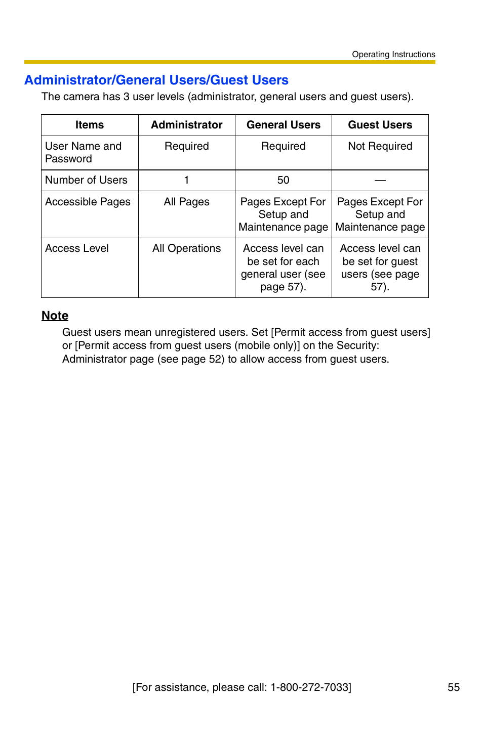 Administrator/general users/guest users | Panasonic BL-C1A User Manual | Page 55 / 141