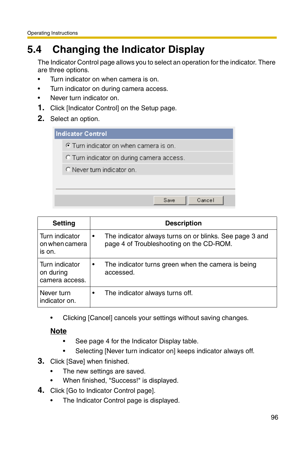 4 changing the indicator display | Panasonic BL-C1A User Manual | Page 96 / 141