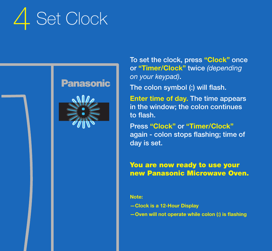 Set clock | Panasonic NN-H965BF User Manual | Page 4 / 8