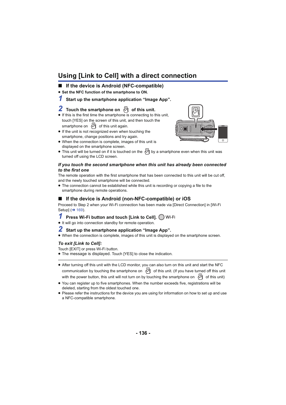 Using [link to cell] with a direct connection, L 136 | Panasonic HC-W850K User Manual | Page 136 / 220