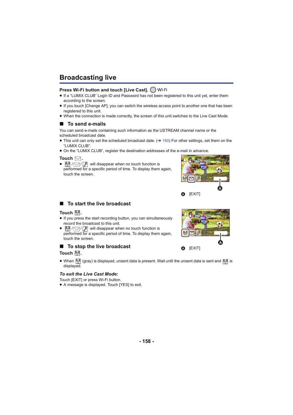 Broadcasting live | Panasonic HC-W850K User Manual | Page 158 / 220