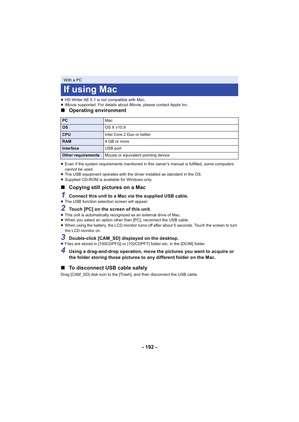 If using mac | Panasonic HC-W850K User Manual | Page 192 / 220