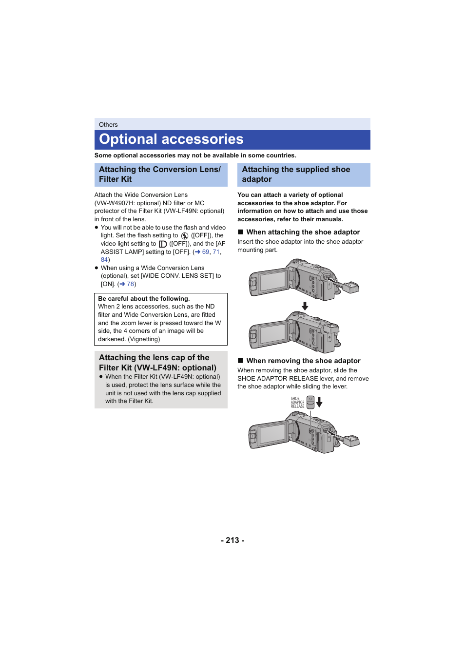 Optional accessories, L 213 | Panasonic HC-W850K User Manual | Page 213 / 220