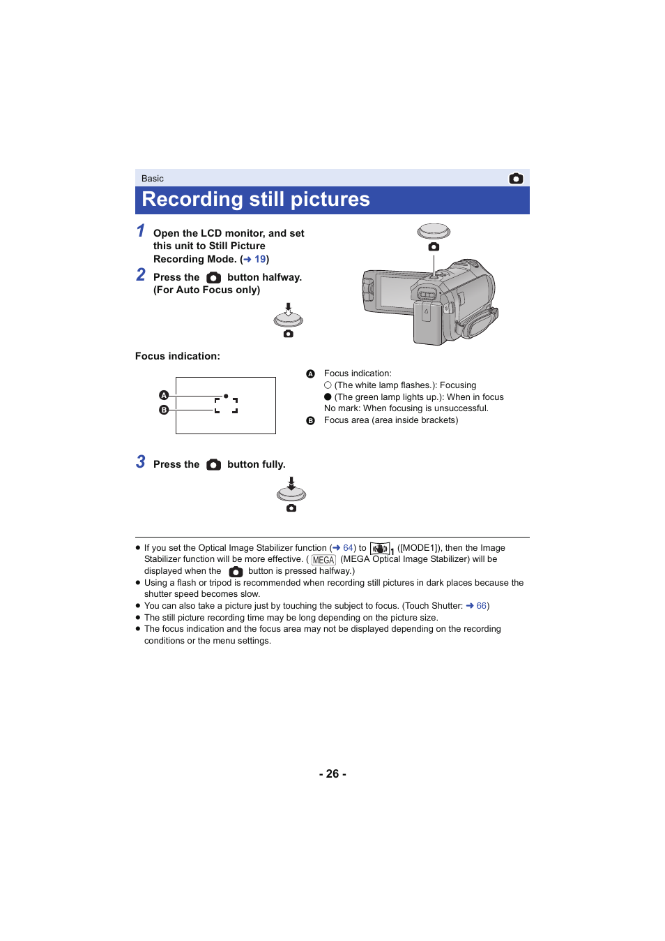 Recording still pictures, L 26 | Panasonic HC-W850K User Manual | Page 26 / 220