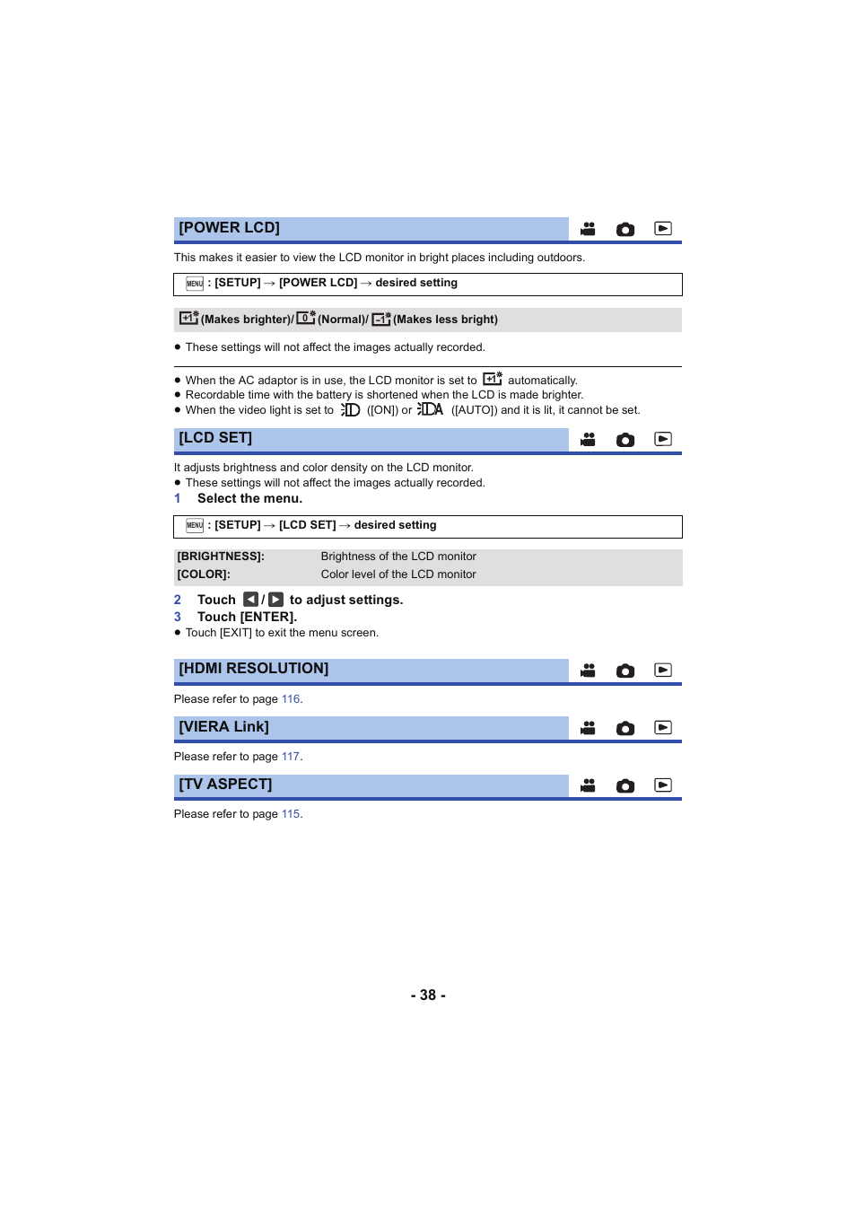Panasonic HC-W850K User Manual | Page 38 / 220