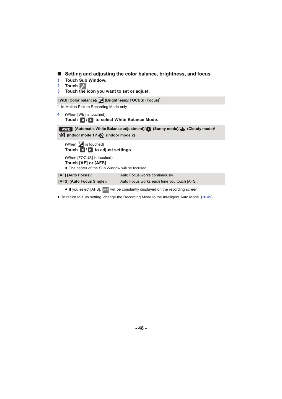 Panasonic HC-W850K User Manual | Page 48 / 220