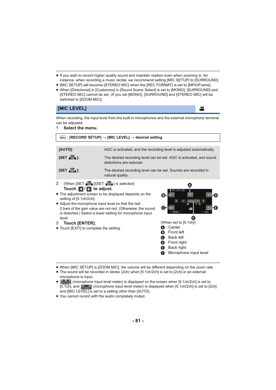 L 81, Mic level | Panasonic HC-W850K User Manual | Page 81 / 220