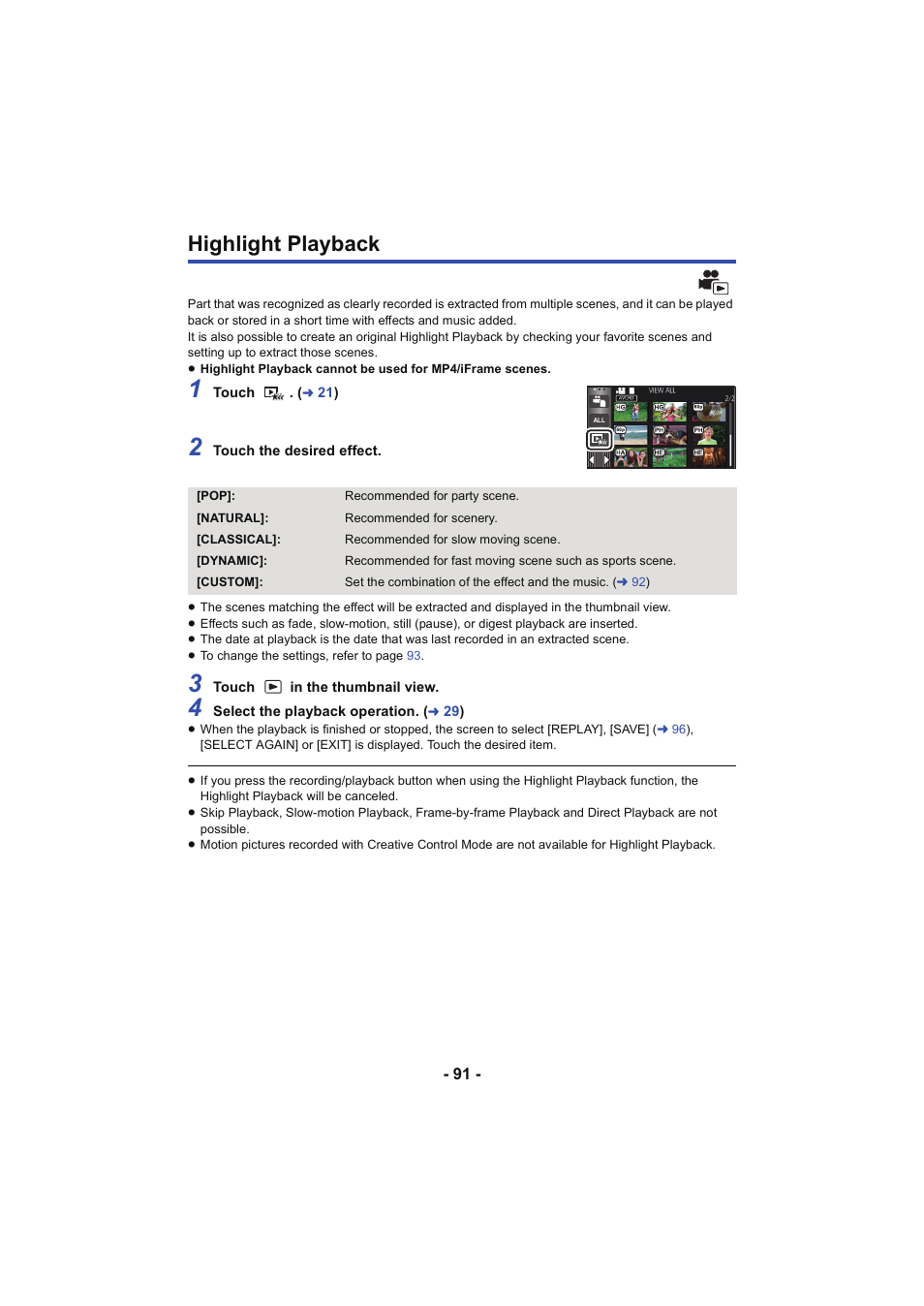 Highlight playback | Panasonic HC-W850K User Manual | Page 91 / 220