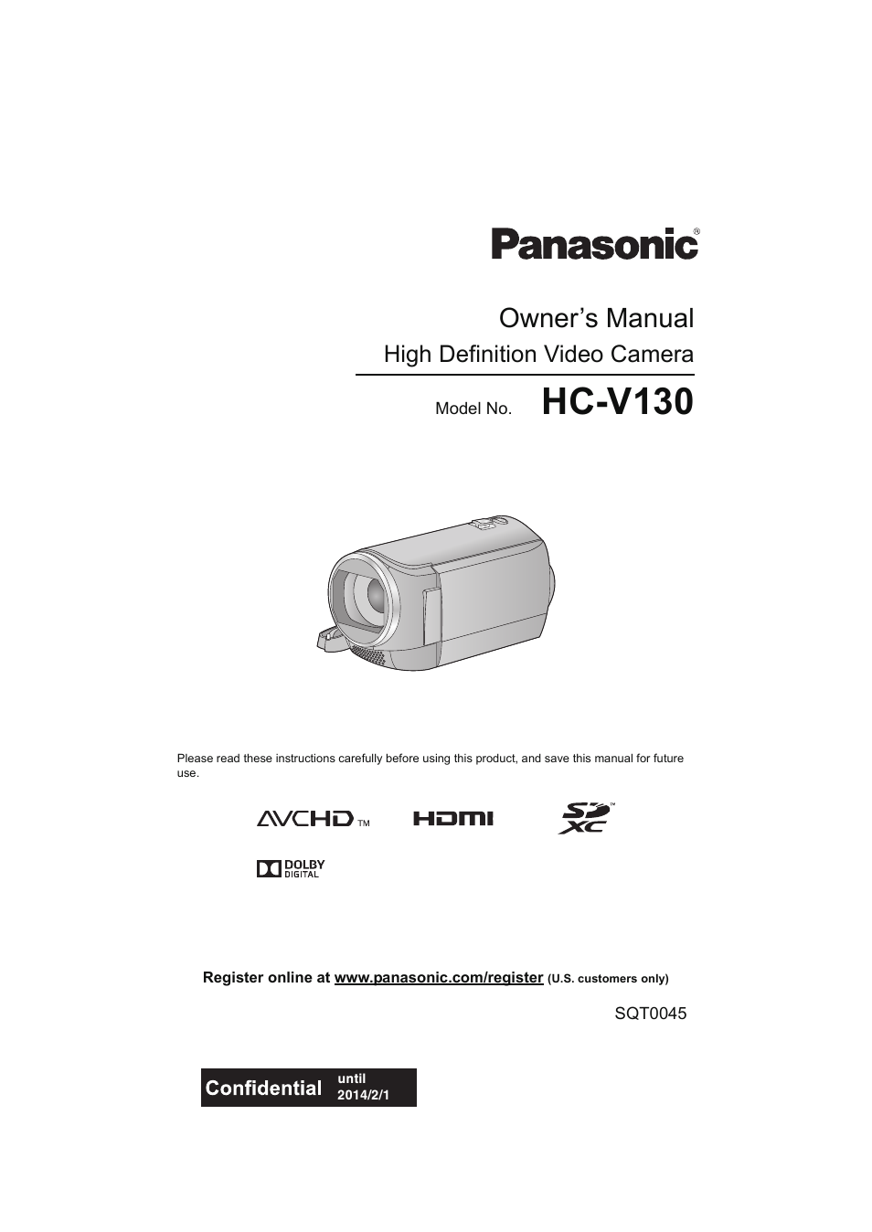 Panasonic HC-V130K User Manual | 100 pages