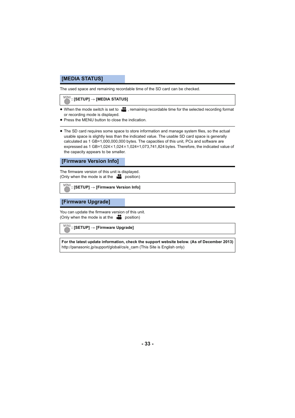 Panasonic HC-V130K User Manual | Page 33 / 100