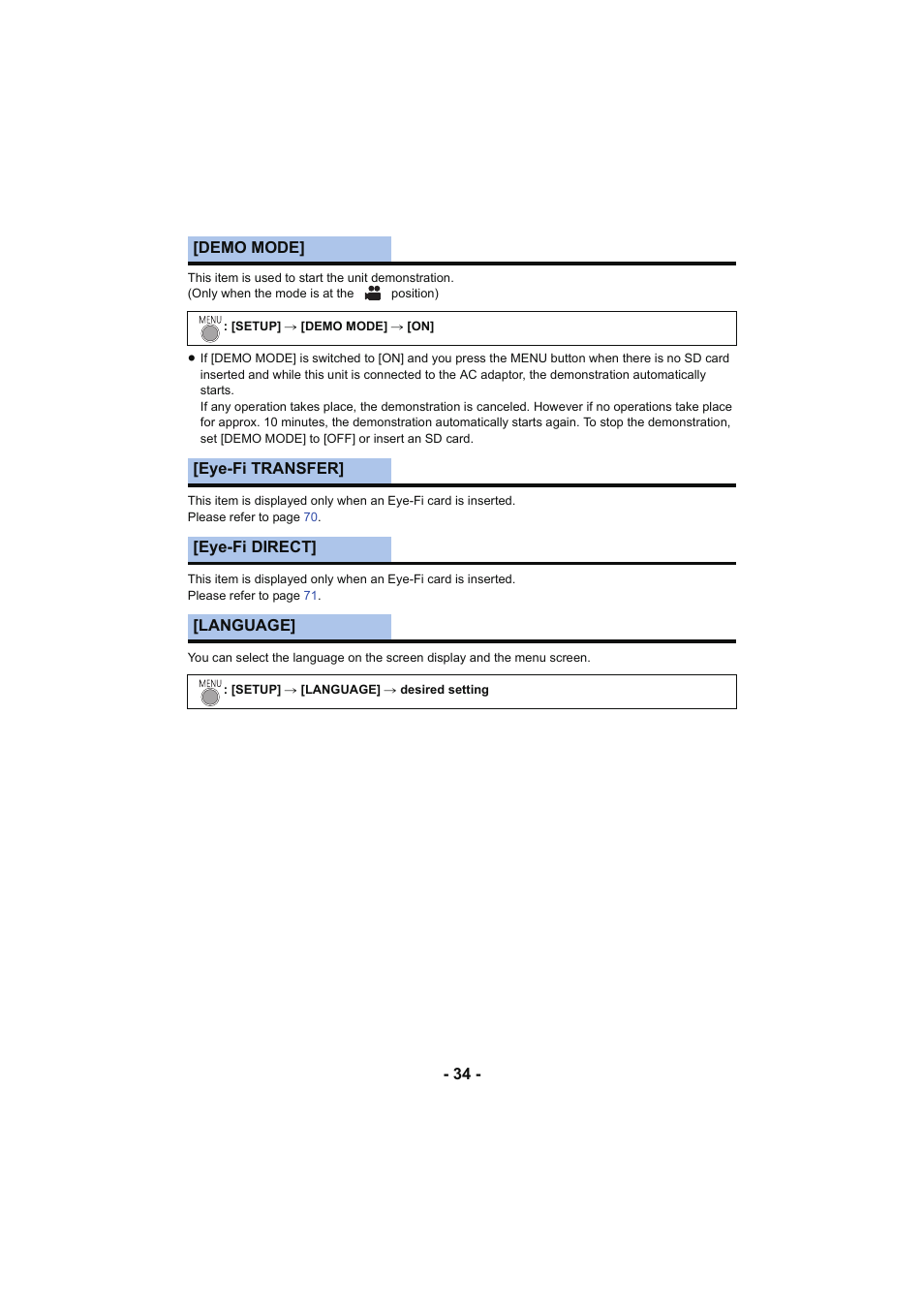 Panasonic HC-V130K User Manual | Page 34 / 100