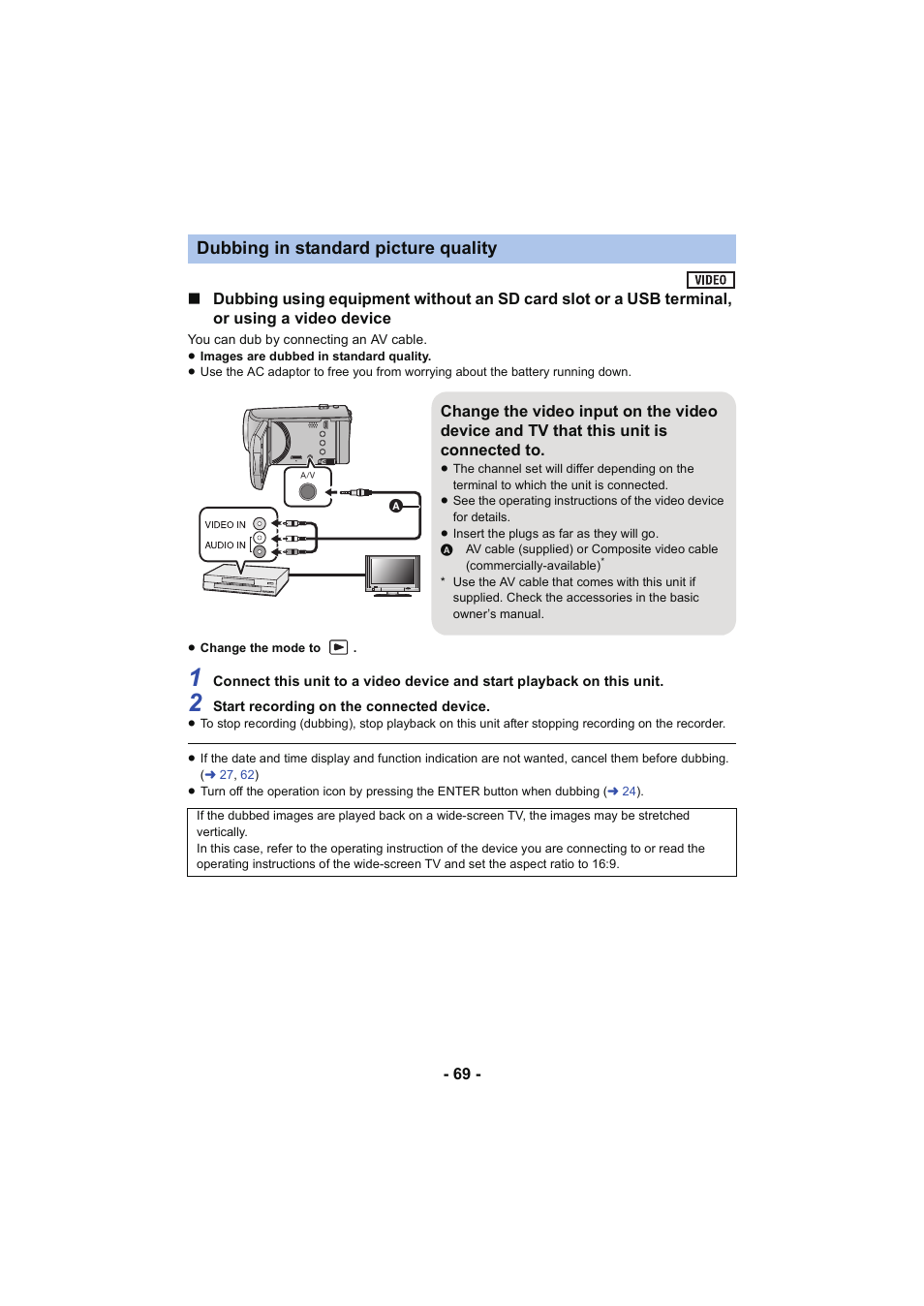 L 69, Dubbing in standard picture quality | Panasonic HC-V130K User Manual | Page 69 / 100