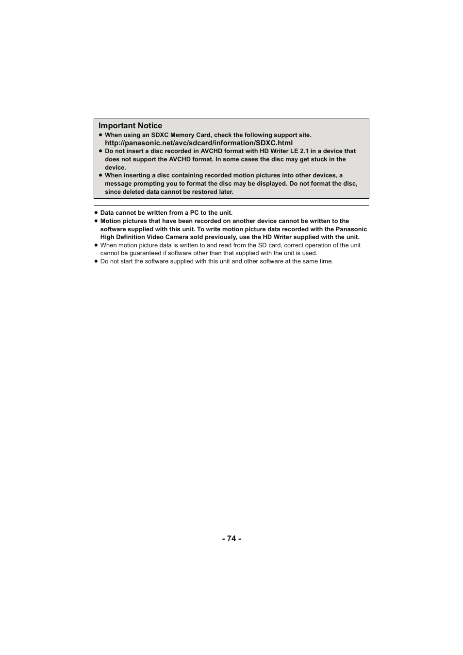 Panasonic HC-V130K User Manual | Page 74 / 100