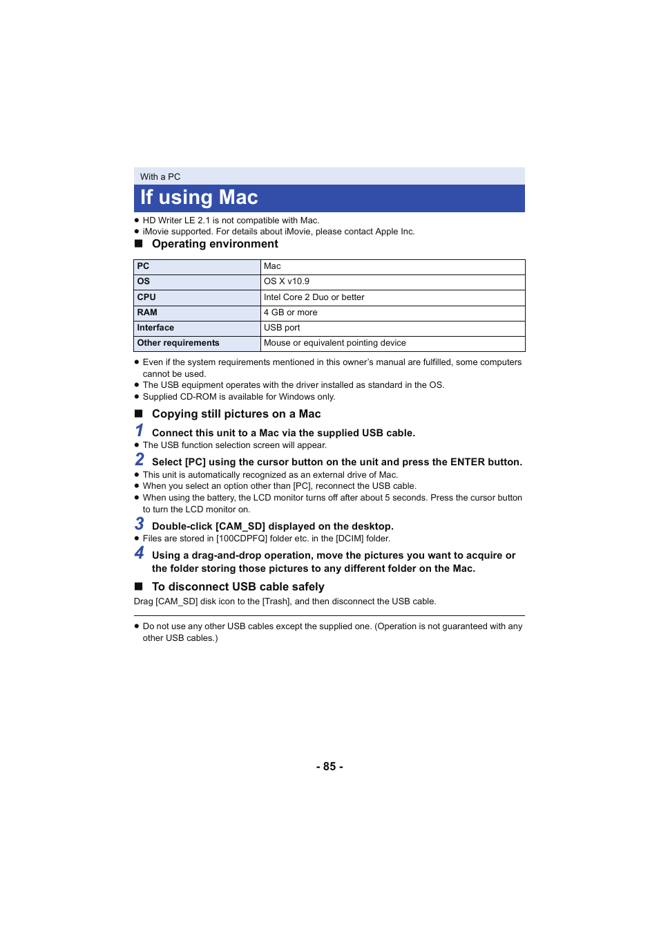 If using mac | Panasonic HC-V130K User Manual | Page 85 / 100