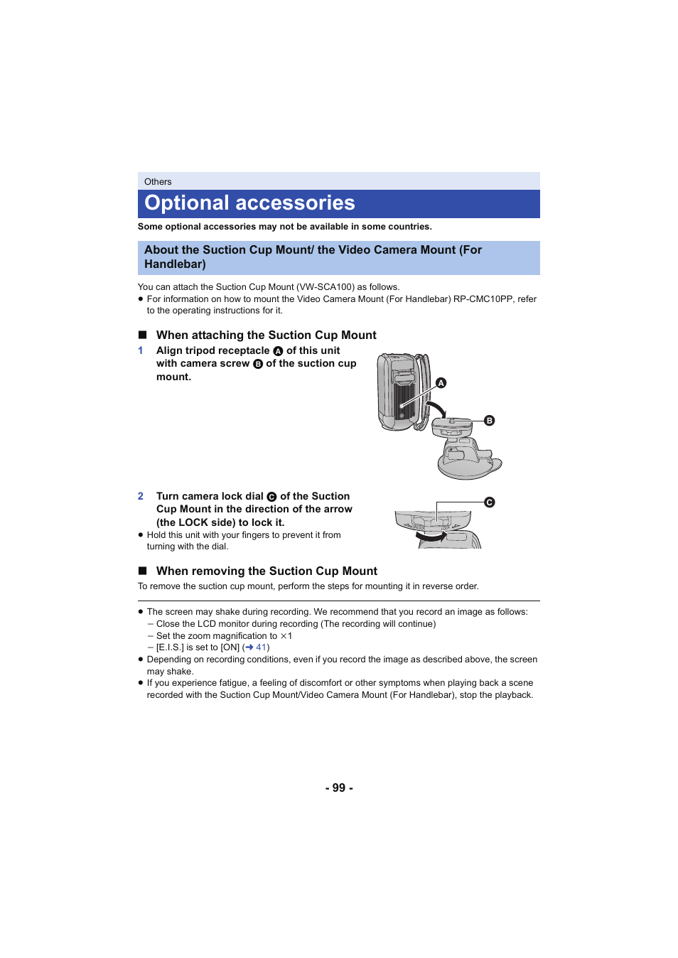 Optional accessories | Panasonic HC-V130K User Manual | Page 99 / 100
