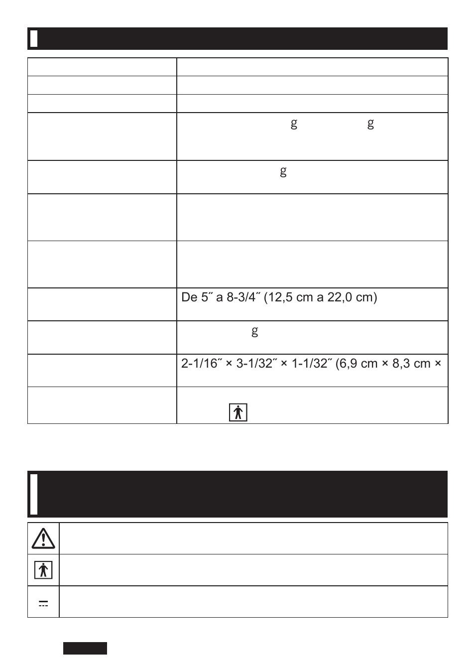 Especificaciones | Panasonic EW-BW30S User Manual | Page 66 / 70
