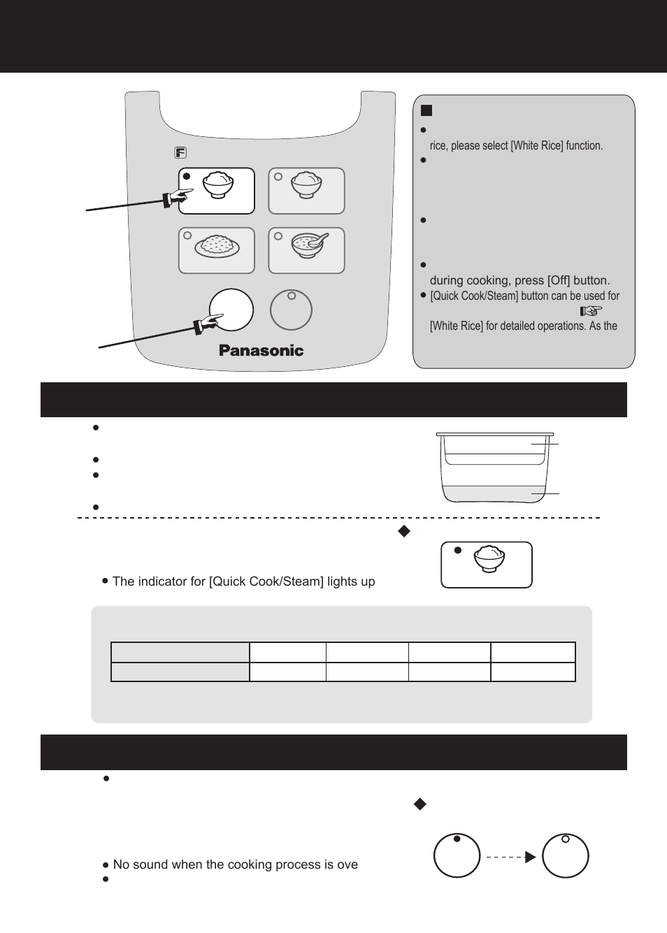 Functions, Quick cook/steam, Press [off] button | Operations, The cooking is over, Press [quick cook/steam] button | Panasonic SR-DF181 User Manual | Page 8 / 68