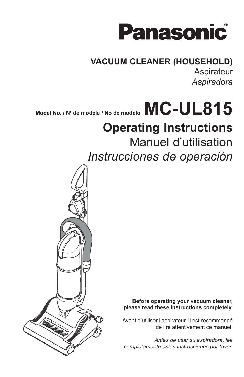 Panasonic MC-UL815 User Manual | 68 pages
