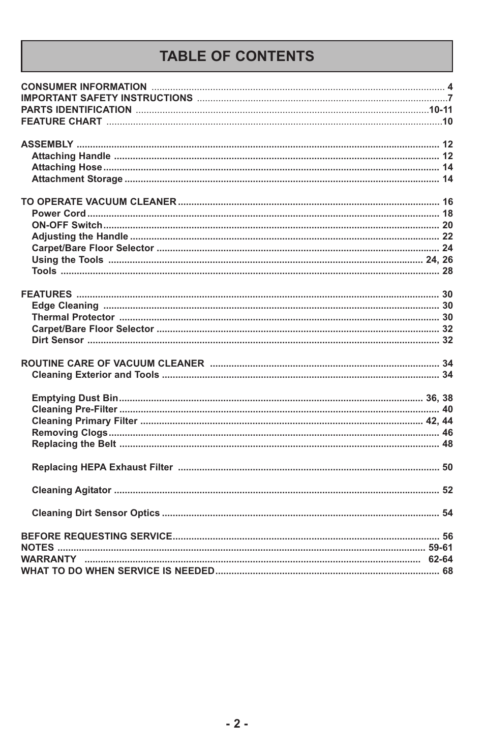 Panasonic MC-UL815 User Manual | Page 2 / 68