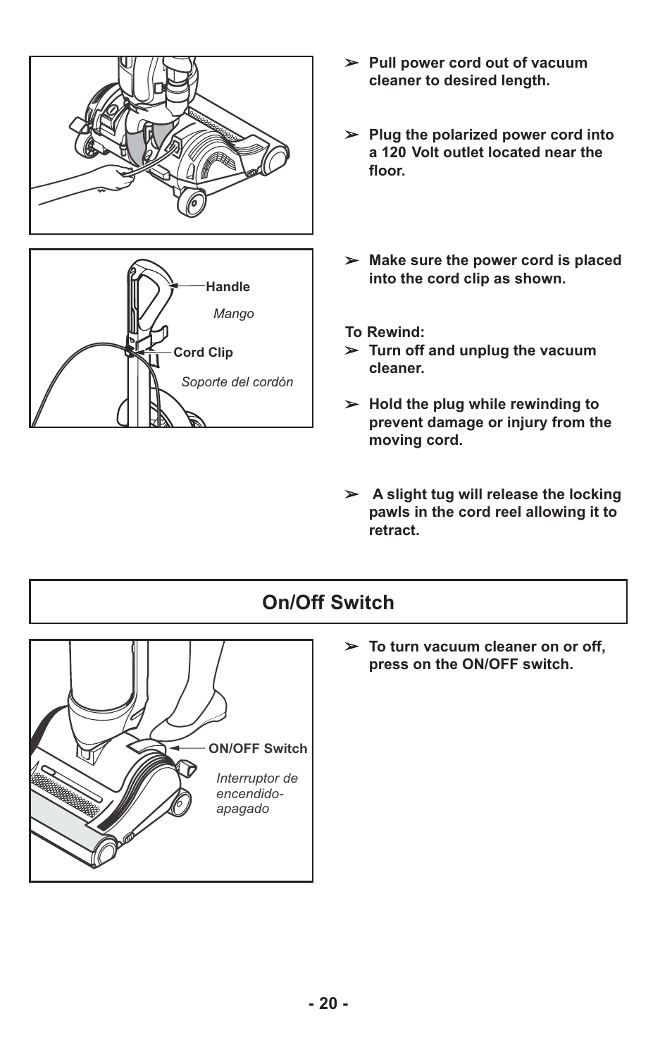 On/off switch | Panasonic MC-UL815 User Manual | Page 20 / 68