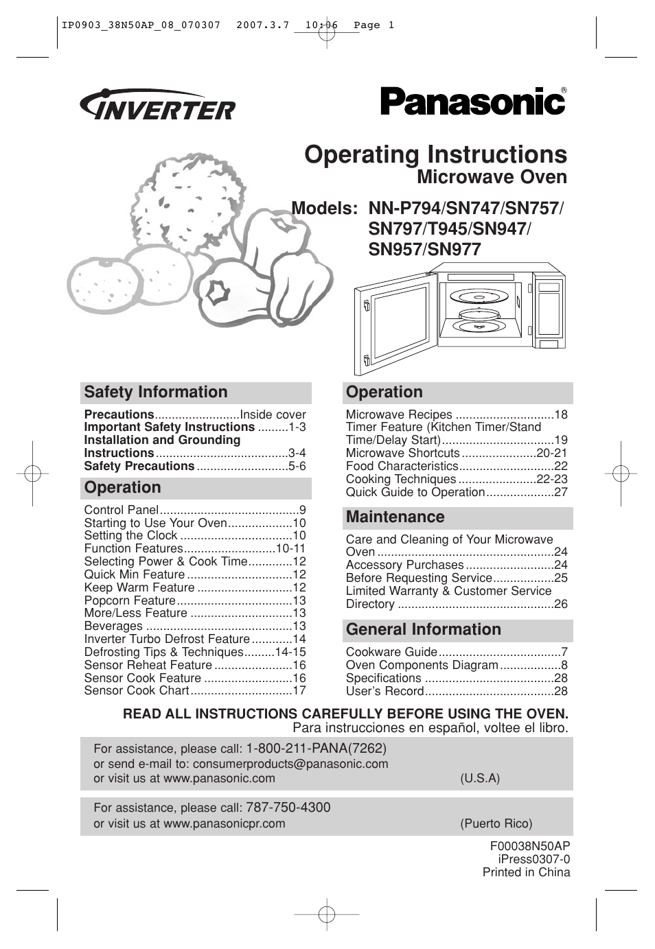 Panasonic NN-SN797S User Manual | 30 pages