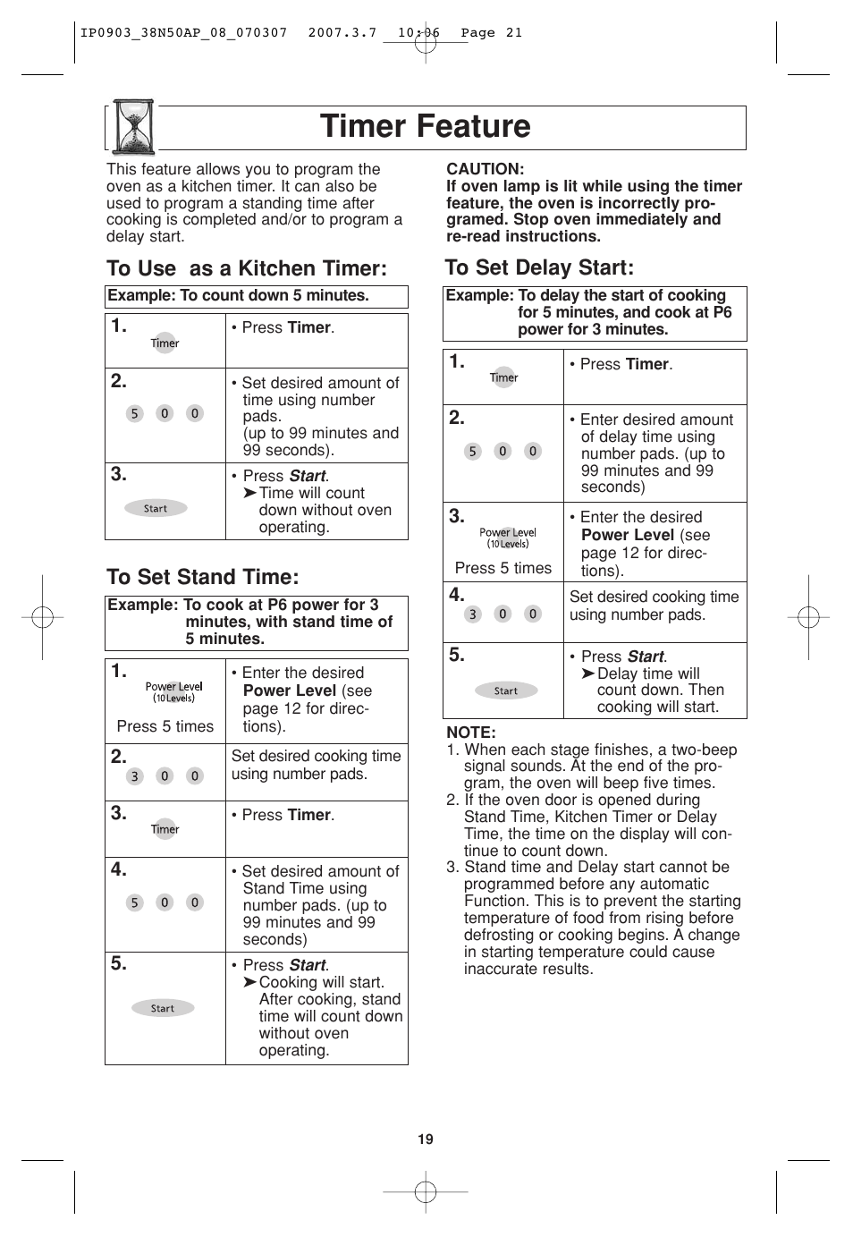 Timer feature | Panasonic NN-SN797S User Manual | Page 21 / 30