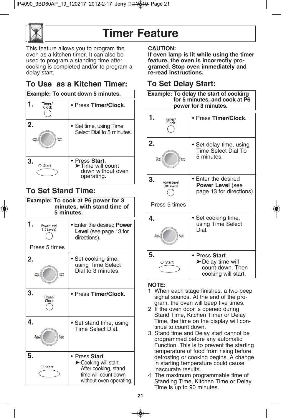 Timer feature | Panasonic NN-SE782S User Manual | Page 23 / 32