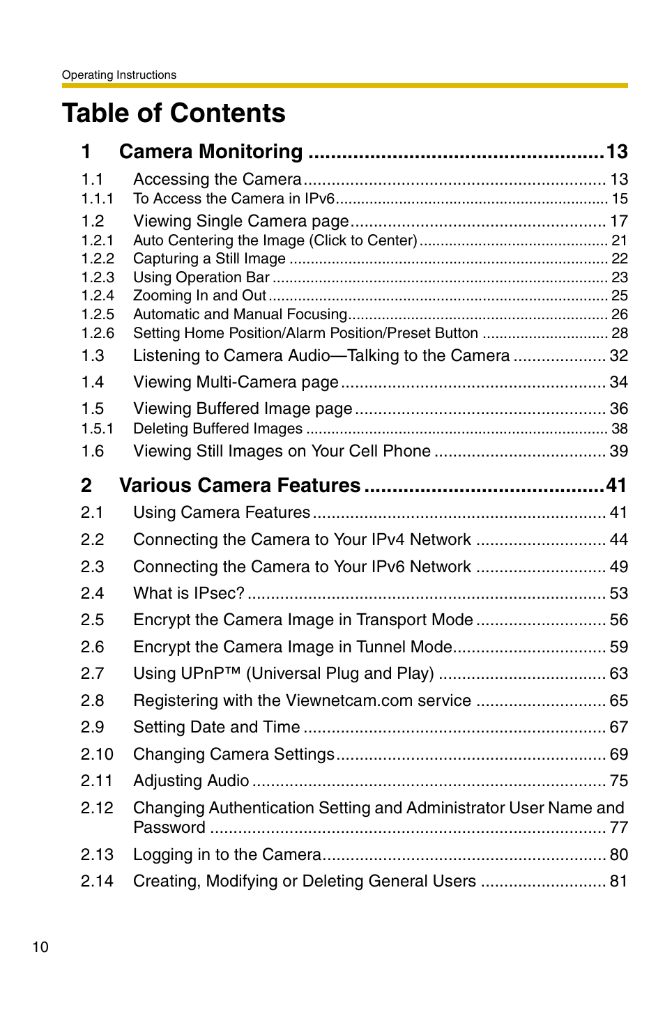 Panasonic BB-HCM381A User Manual | Page 10 / 160