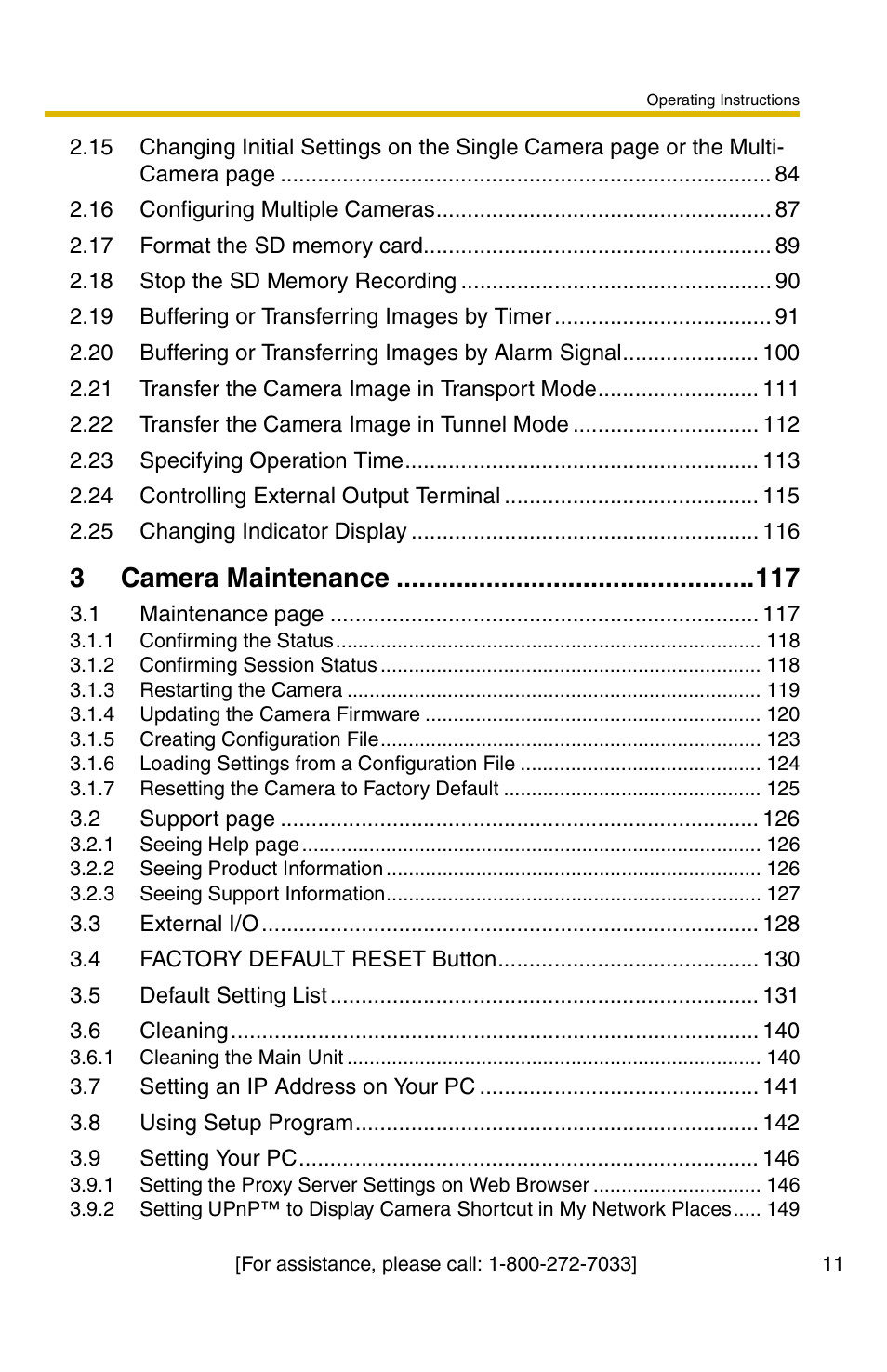 3 camera maintenance 117, 3camera maintenance | Panasonic BB-HCM381A User Manual | Page 11 / 160