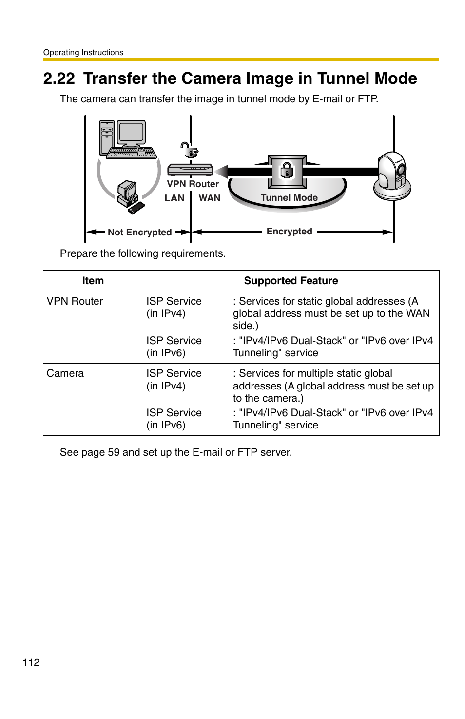 22 transfer the camera image in tunnel mode | Panasonic BB-HCM381A User Manual | Page 112 / 160