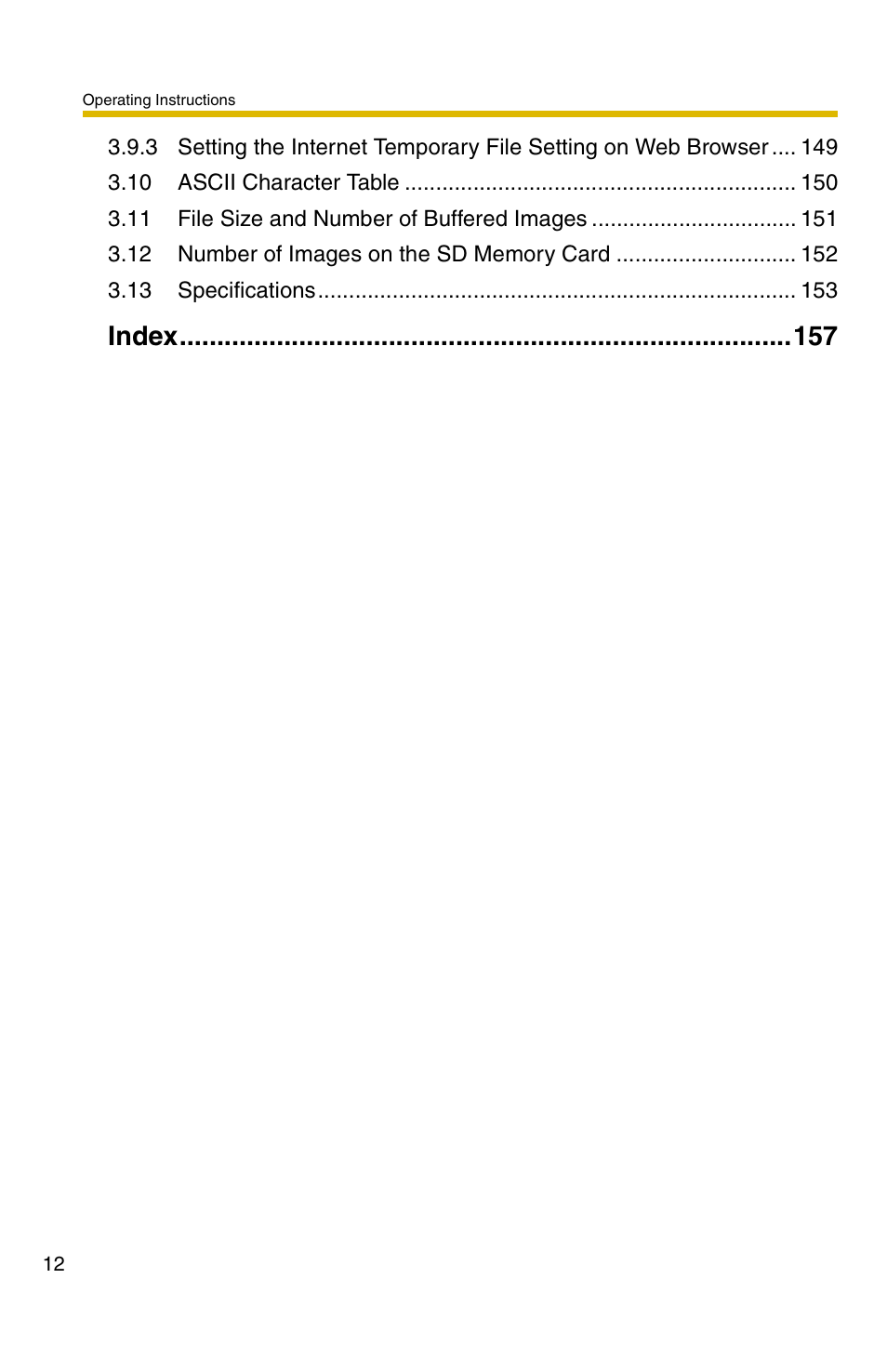 Index 157, Index | Panasonic BB-HCM381A User Manual | Page 12 / 160