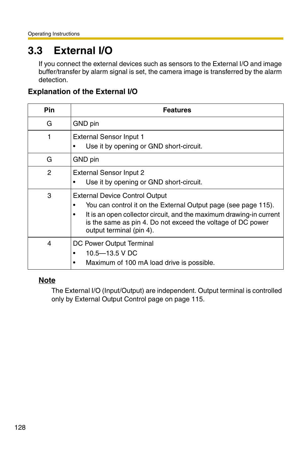 3 external i/o | Panasonic BB-HCM381A User Manual | Page 128 / 160