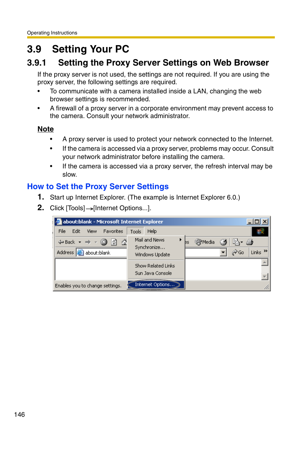 9 setting your pc, 1 setting the proxy server settings on web browser | Panasonic BB-HCM381A User Manual | Page 146 / 160